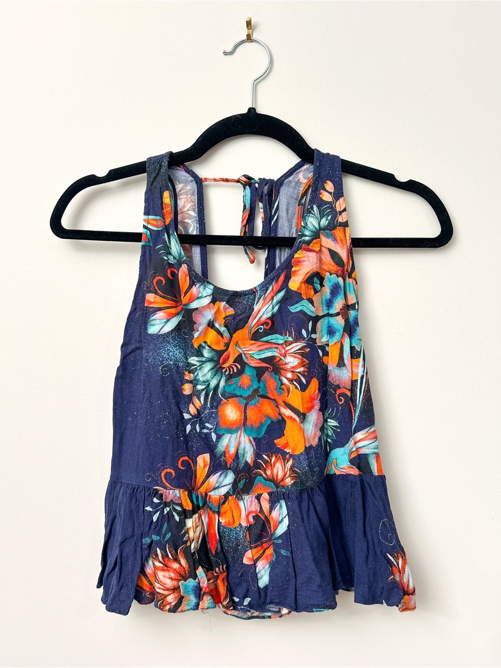Floral Navy One-Piece Tank Top (Size S) - Brazilian Brand